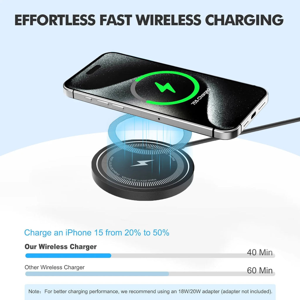 15W For Magsafe Wireless Charger Phone Charge Pad For iPhone 17 16 15 14 13 12 Pro Max AirPods 4/3 Pro Fast Charging Station - HappyHive