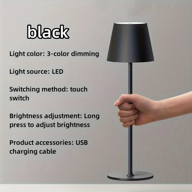 Wireless touch LED charging table lamp with 3 colors, creative atmosphere light suitable for studying and reading - HappyHive