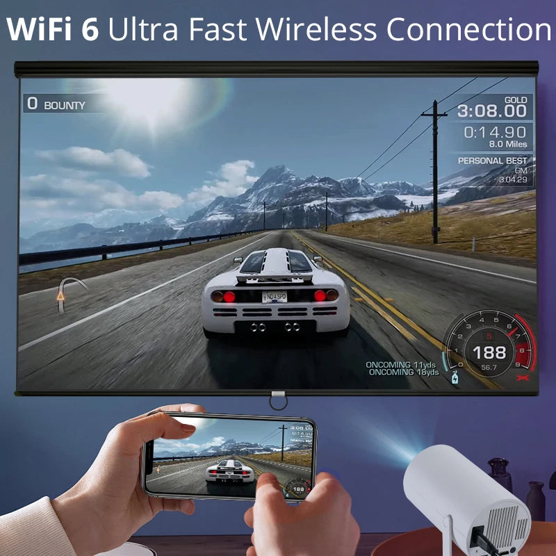 New Projector  4K Full HD Android 11 Wifi6 290ANSI Allwinner BT5.0 1280*720P Portable projector Home Cinema Outdoor Projetor - HappyHive