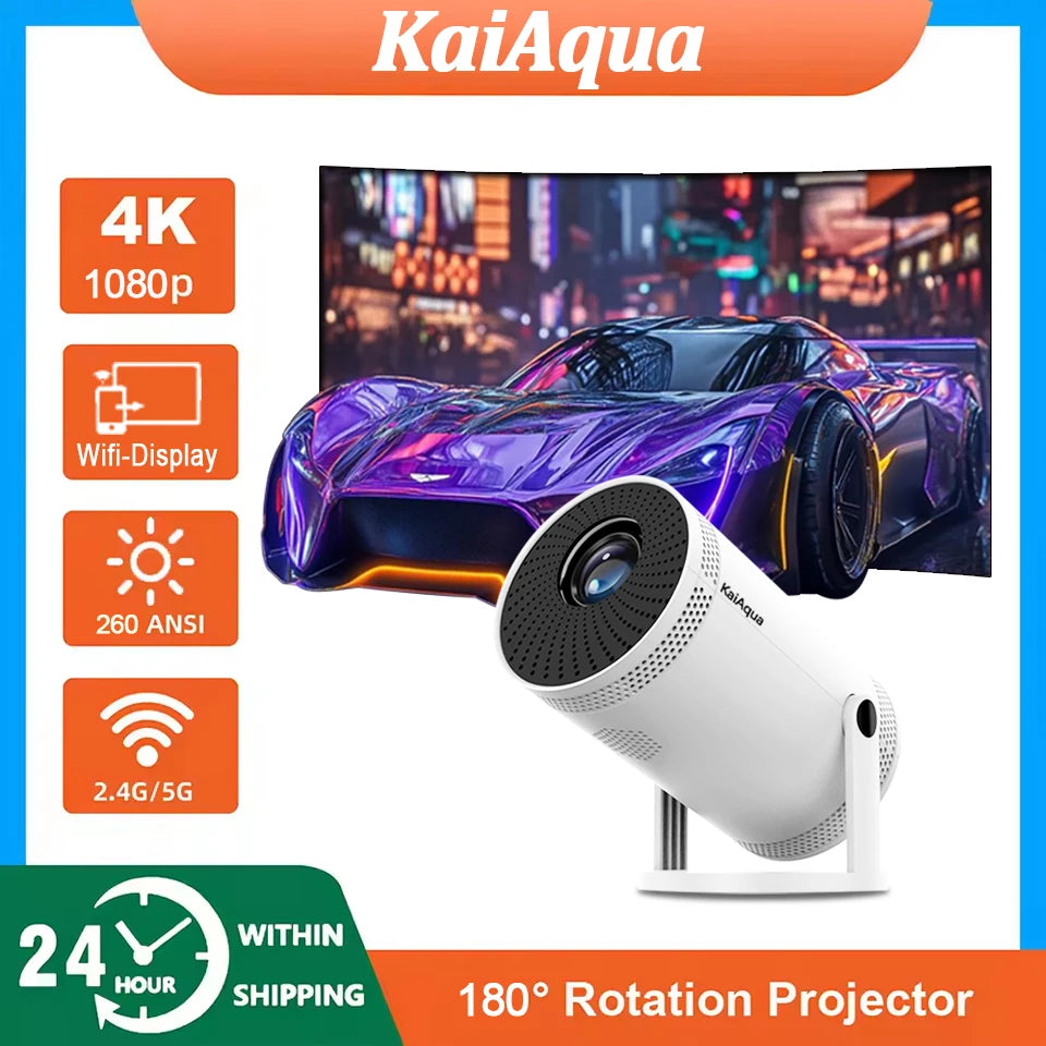 New Projector  4K Full HD Android 11 Wifi6 290ANSI Allwinner BT5.0 1280*720P Portable projector Home Cinema Outdoor Projetor - HappyHive