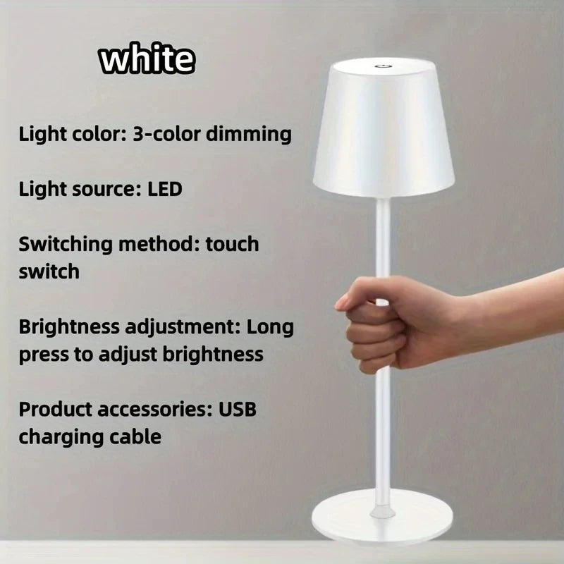 Wireless touch LED charging table lamp with 3 colors, creative atmosphere light suitable for studying and reading - HappyHive