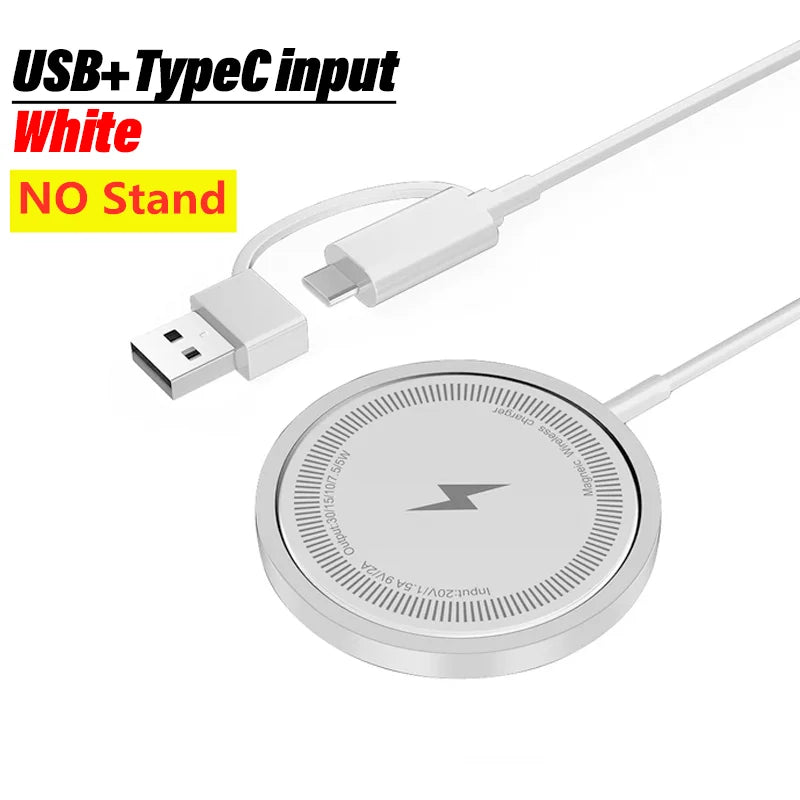15W For Magsafe Wireless Charger Phone Charge Pad For iPhone 17 16 15 14 13 12 Pro Max AirPods 4/3 Pro Fast Charging Station - HappyHive