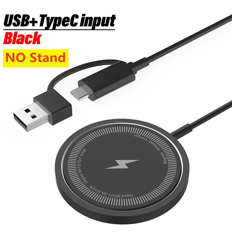15W For Magsafe Wireless Charger Phone Charge Pad For iPhone 17 16 15 14 13 12 Pro Max AirPods 4/3 Pro Fast Charging Station - HappyHive