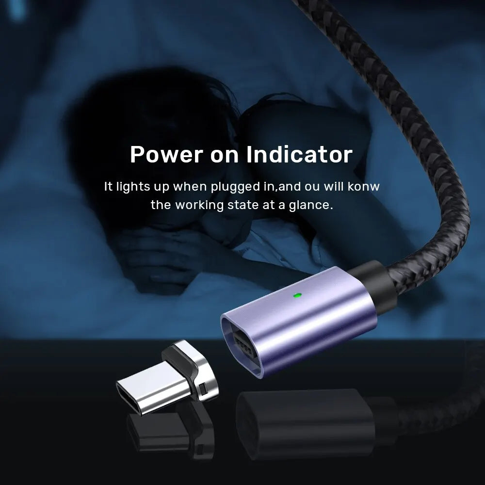 TOPK Magnetic Charging Cable 3A Micro USB Type C Cable with Led Light Magnet Phone Charger Cord for iPhone Android Devices - HappyHive