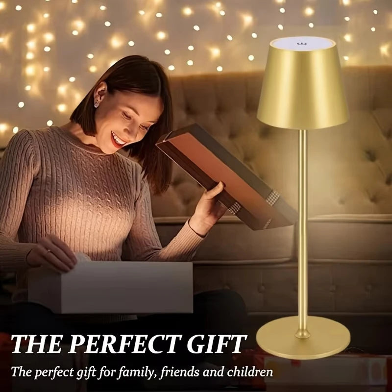 Wireless touch LED charging table lamp with 3 colors, creative atmosphere light suitable for studying and reading - HappyHive