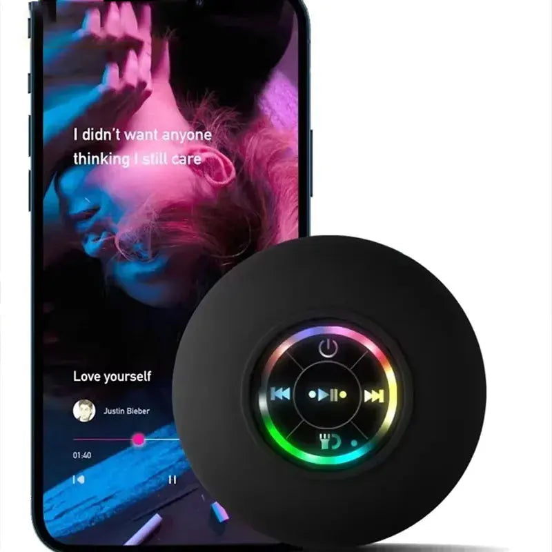 Mini Portable Bluetooth Audio IPX4 Waterproof Led Lights Bathroom Outdoor Large Suction Cup Can Be Adsorbed Wall Speaker - HappyHive