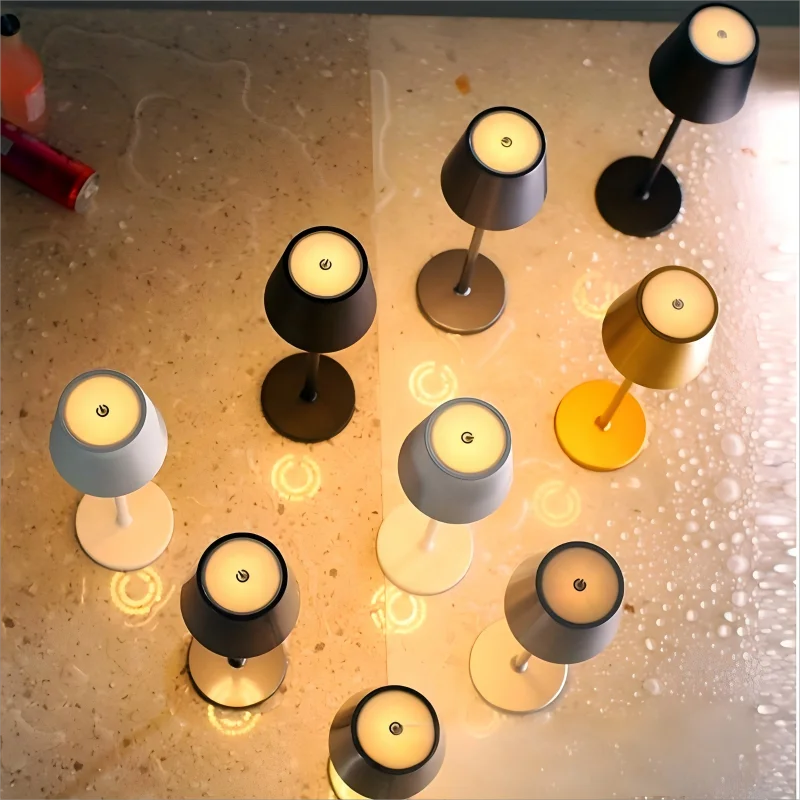 Wireless touch LED charging table lamp with 3 colors, creative atmosphere light suitable for studying and reading - HappyHive