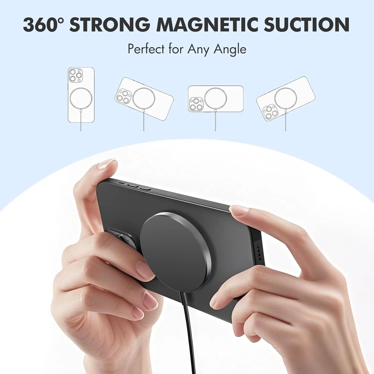 15W For Magsafe Wireless Charger Phone Charge Pad For iPhone 17 16 15 14 13 12 Pro Max AirPods 4/3 Pro Fast Charging Station - HappyHive