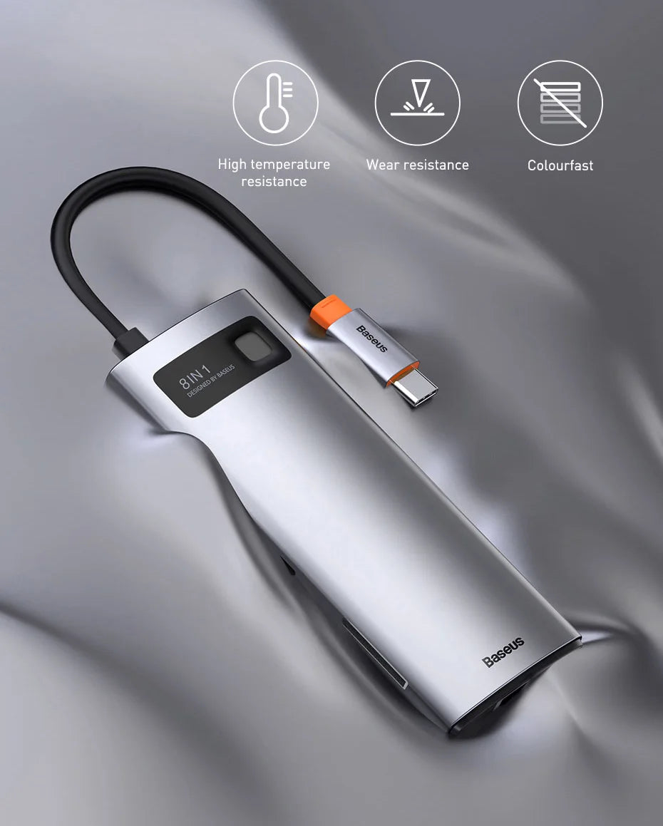 Baseus 4K 60Hz USB C Hub Type C to Ethernet Port PD 100W Adapter for Macbook Pro USB 3.0 Hub Laptop Tablet Accessories - HappyHive